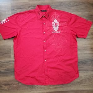 Coogi Button Down Shirt Mens Adult 4XL RED Short Sleeve
